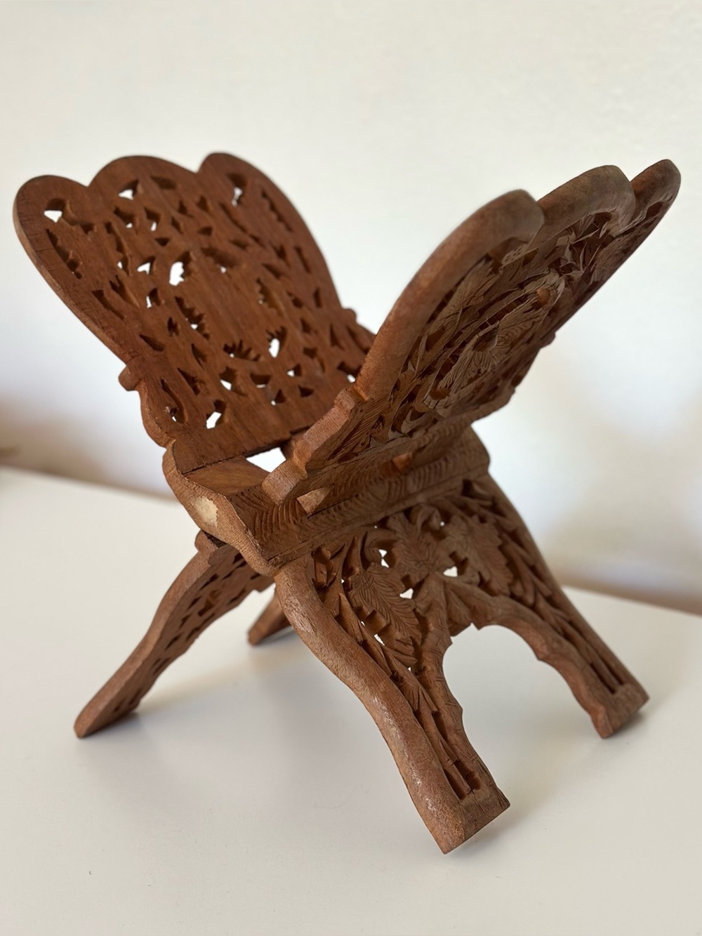 Vintage Hand Carved Wooden Collapsible Book Rest Display